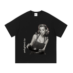 Essential Cotton T-Shirt - Rub Me Down - Black & White Pinup