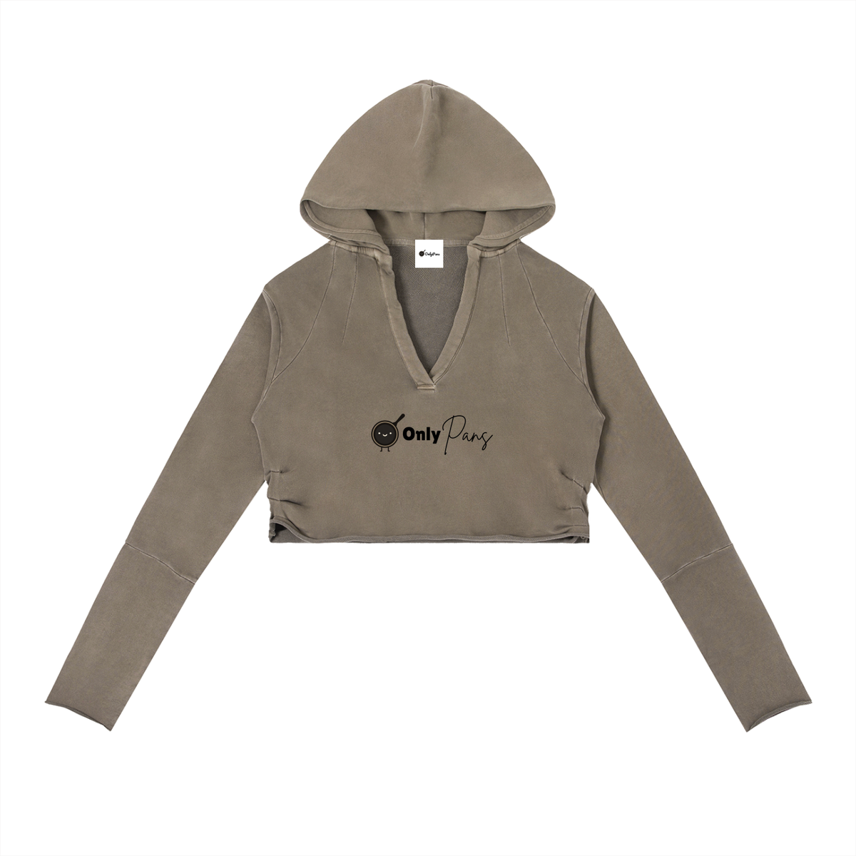 Vintage Washed Raw Edge Hoodie - OnlyPans Logo - Cast Iron