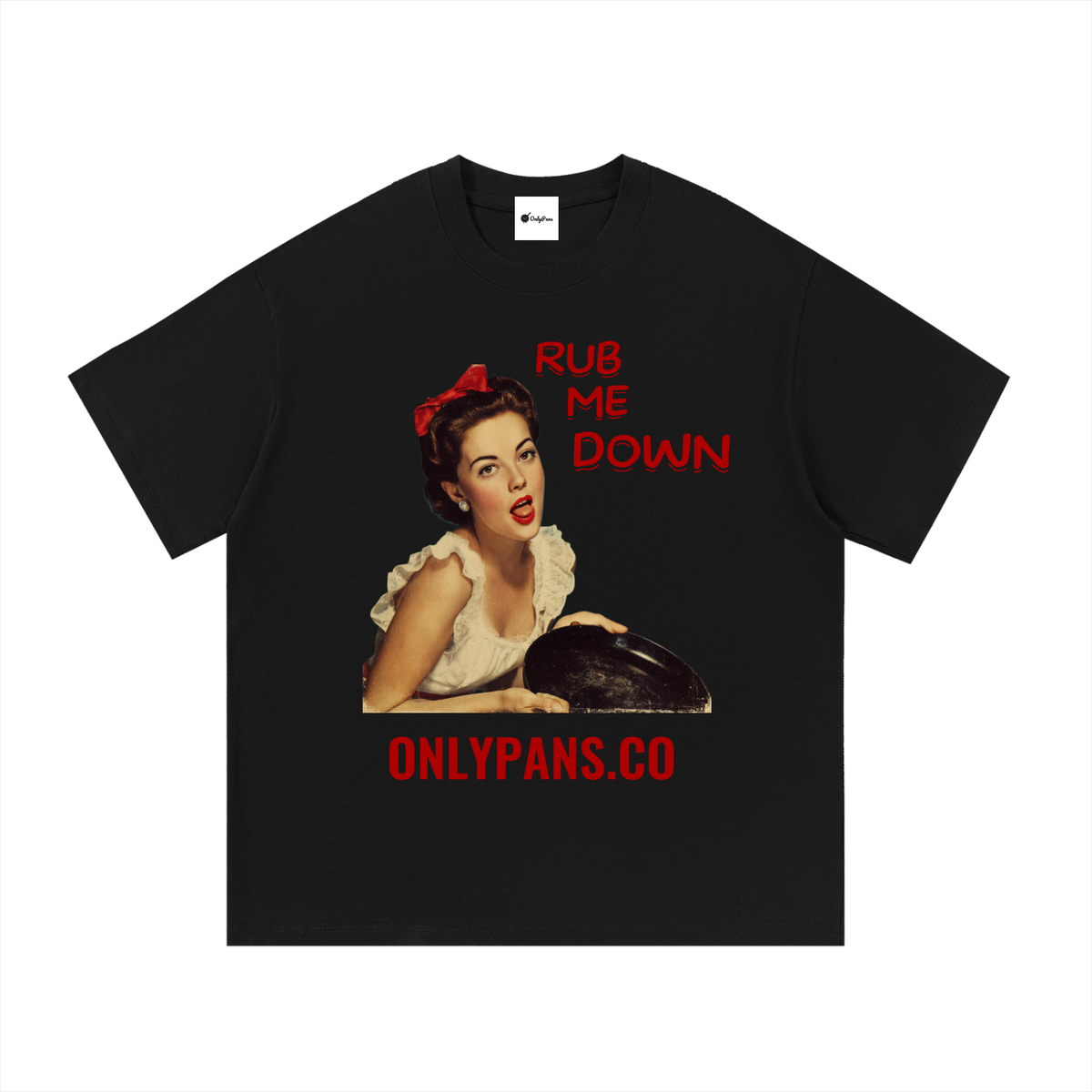 Essential Cotton T-Shirt - Rub Me Down - Red Bow Pinup