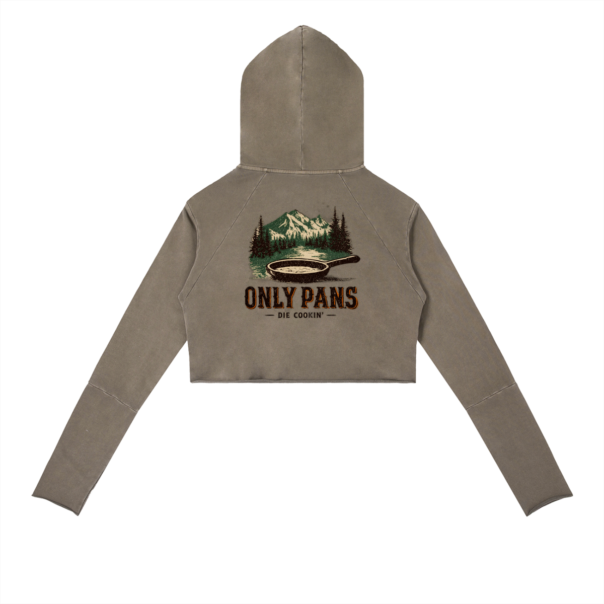 Vintage Washed Raw Edge Hoodie - OnlyPans Logo - Cast Iron