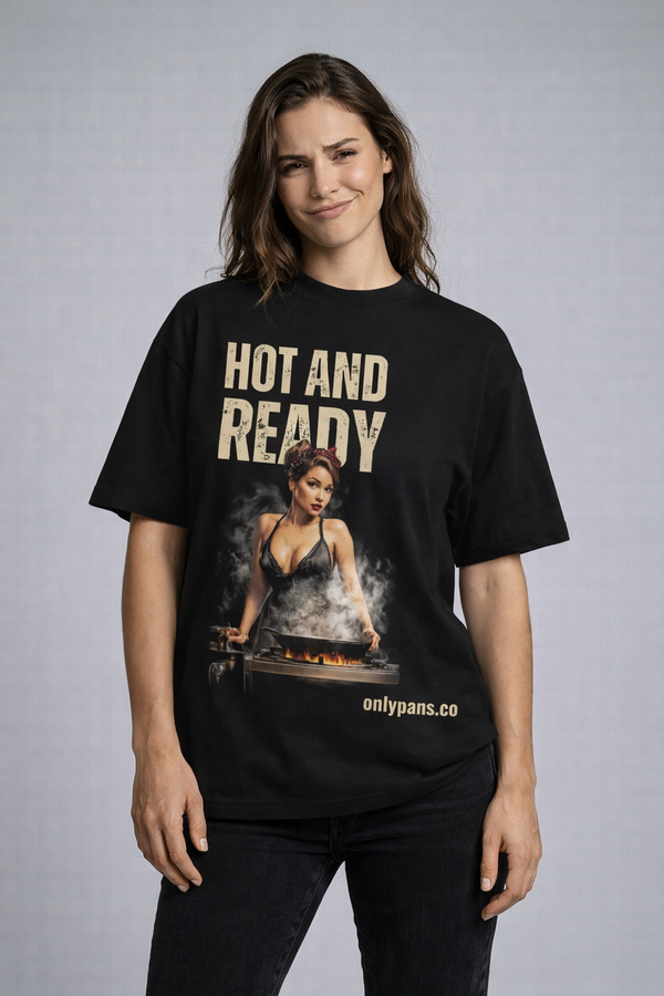 Essential Cotton T-Shirt - Hot & Read - Black Dress Pinup