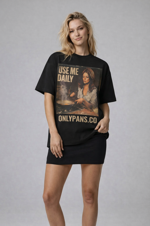 Essential Cotton T-Shirt - Use Me Daily - Brunette Frying Egg